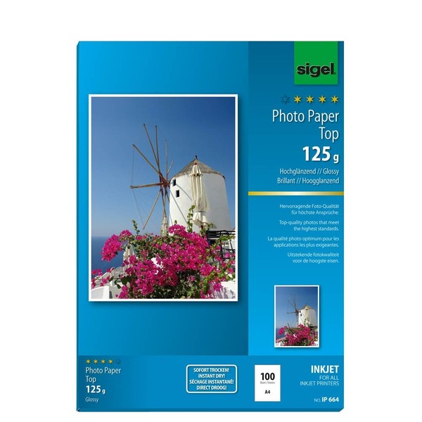 Sigel Fotopapier IP664 Din A4 HochgläNzend 125 G/Qm 100 Blatt-image