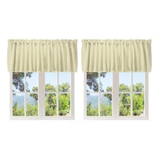 2 Pcs Window Valance, 52 x 18 Inch Valance Curtains for Windows Bedroom, Beige