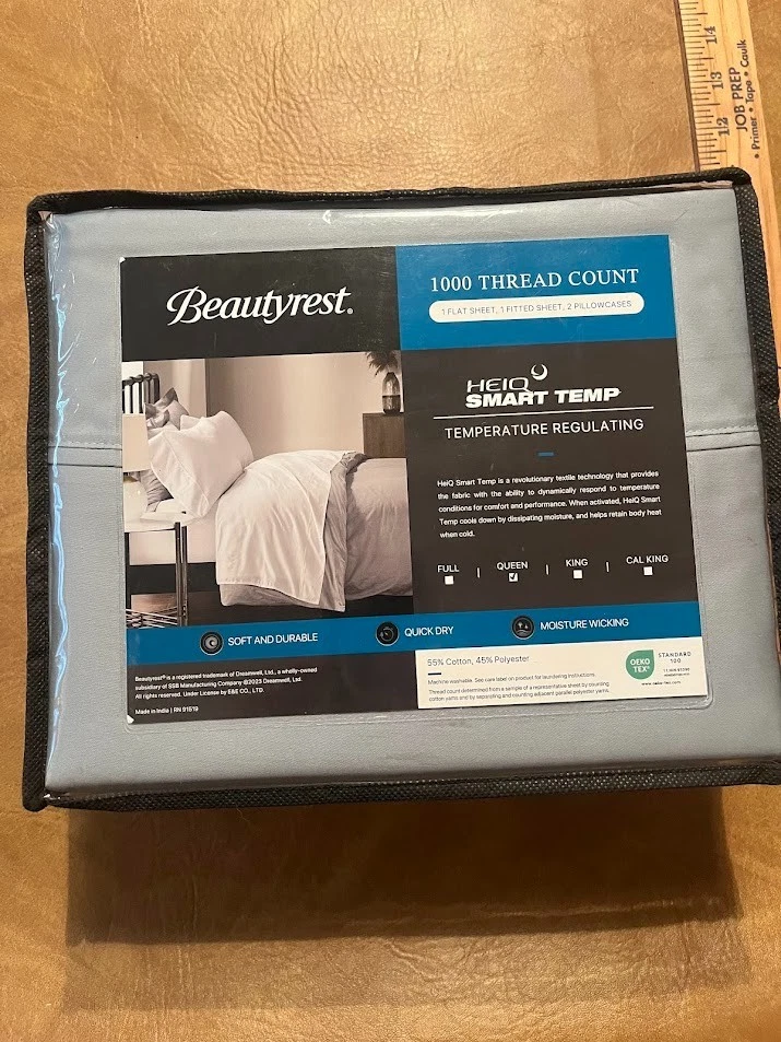 Beautyrest 4 PC 1000 Thread Count HeiQ Smart Temperature Cotton Blend Sheet Set - Image 3 of 4