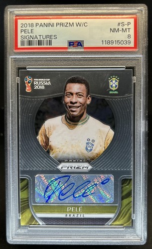 2018 Panini Prizm World Cup Pele Signatures Auto Autograph #S-P Brazil PSA 8