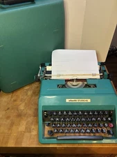 Olivetti Studio 45 Typewriter Aqua Teal Blue Spain MCM Mid Century Modern 1960s