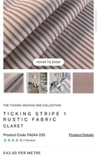 Ian Mankin Ticking Stripe 1 Rustic Claret 6 Metres 