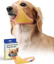 Small Dog Muzzle Warm Yellow   Soft Breathable Mesh Adjustable, 4.3  x 0.8  