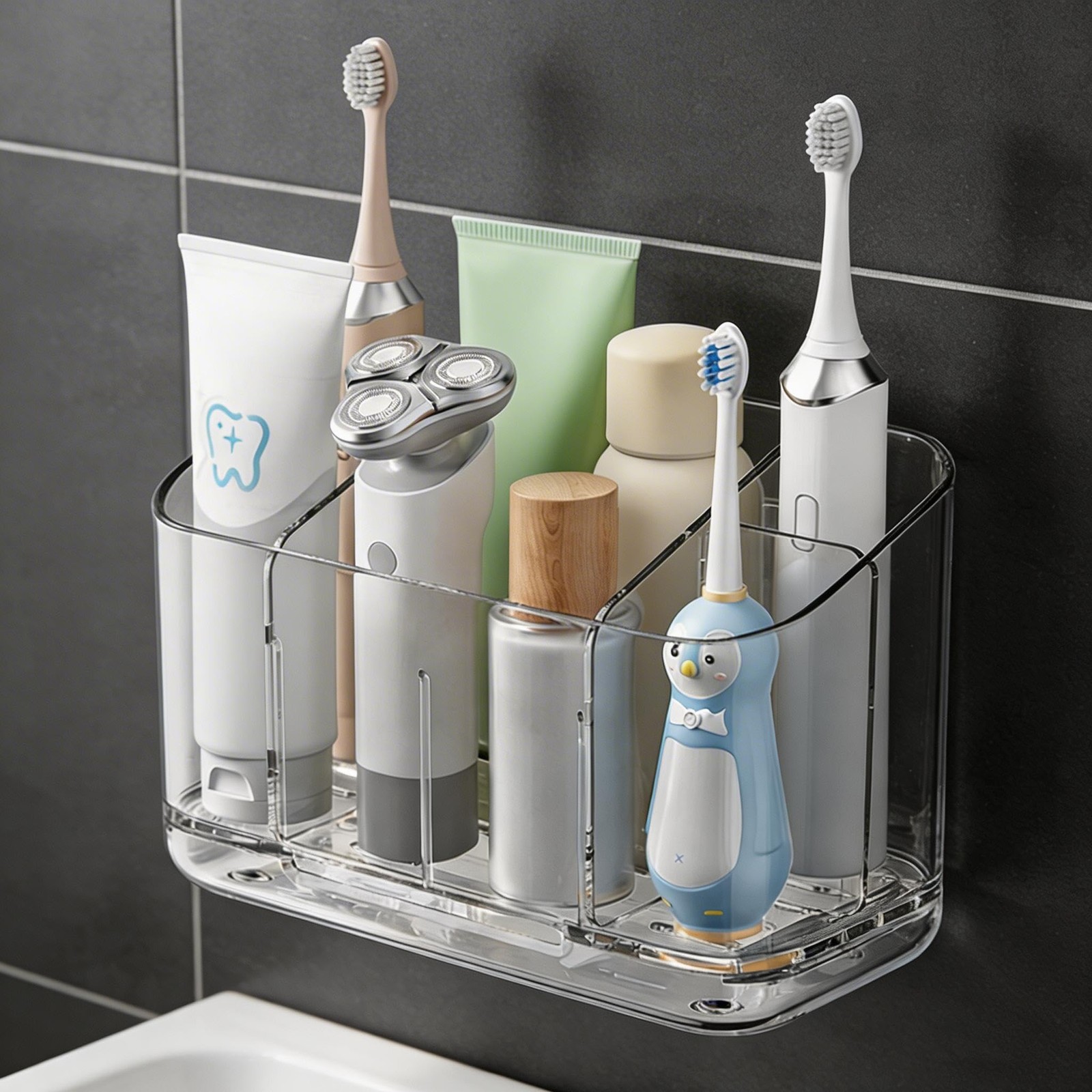 Support brosse à dents électrique mural en ABS blanc pour salle de bain