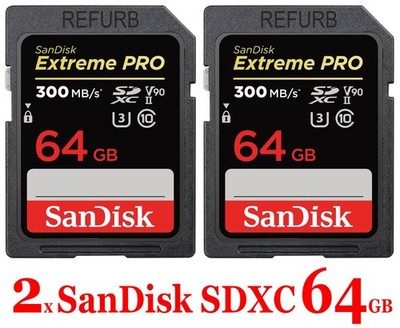 2x SanDisk - Extreme Pro 64GB SDXC UHS-II V90 Memory Card