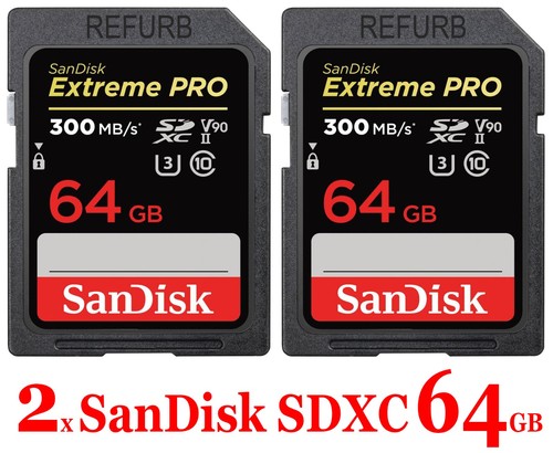 2x SanDisk - Extreme Pro 64GB SDXC UHS-II V90 Memory Card