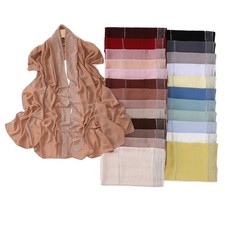 Rhinestone Solid Pearl Chiffon Hijab Stole Turban Headscarf Scarves Muslim Women