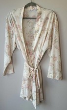 Vtg Calvin Klein Robe Floral Embroidered Logo Ivory Size M USA Made Roses