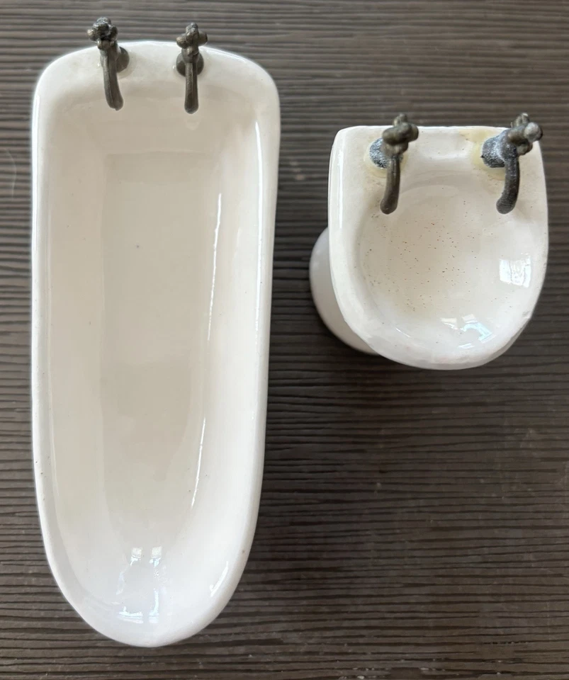 Vintage Dollhouse Genuine Porcelain  Sink And Clawfoot Tub 1:12 - Image 2 of 4