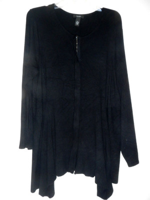 ALFANI Women's 2X Black Zip Front LS Soft Scoop Neck Tunic Sweater