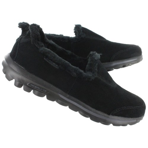 BLACK FUR Memory Foam SLIPPER SHOES 