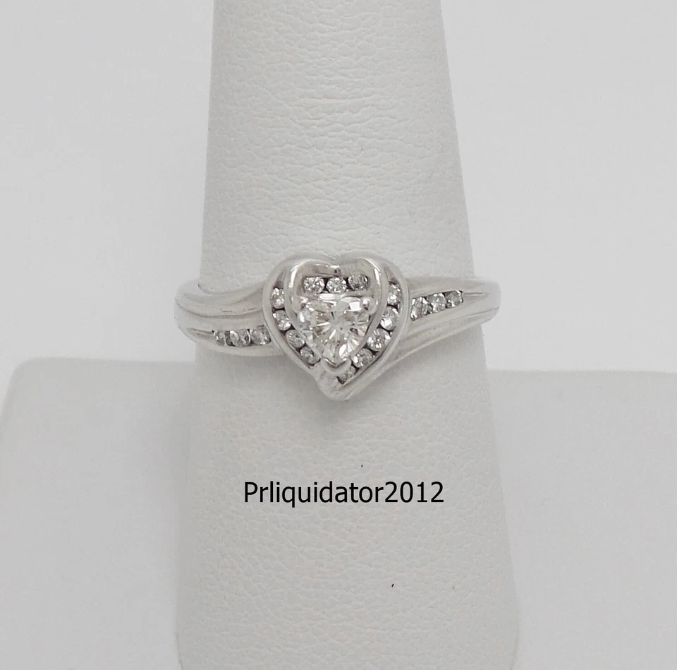 1/2CT Natural Heart Diamond Engagement Wedding Ring Bridal 14K White Gold Band - Image 3 of 4