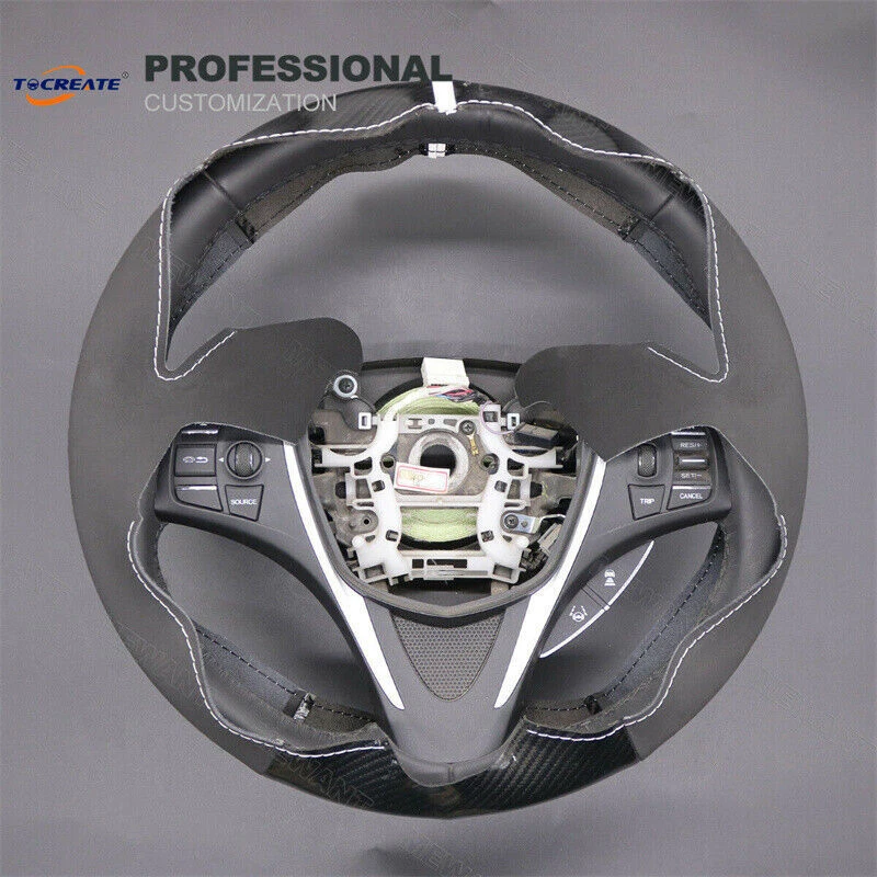 Cubierta de volante de coche de gamuza PU de fibra de carbono para Acura TLX 2015-2020 #23XA Foto 4 de 4