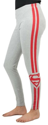 Superman Supergirl Striped Junior Fit Joggers Grey Leggings Lounge Pants