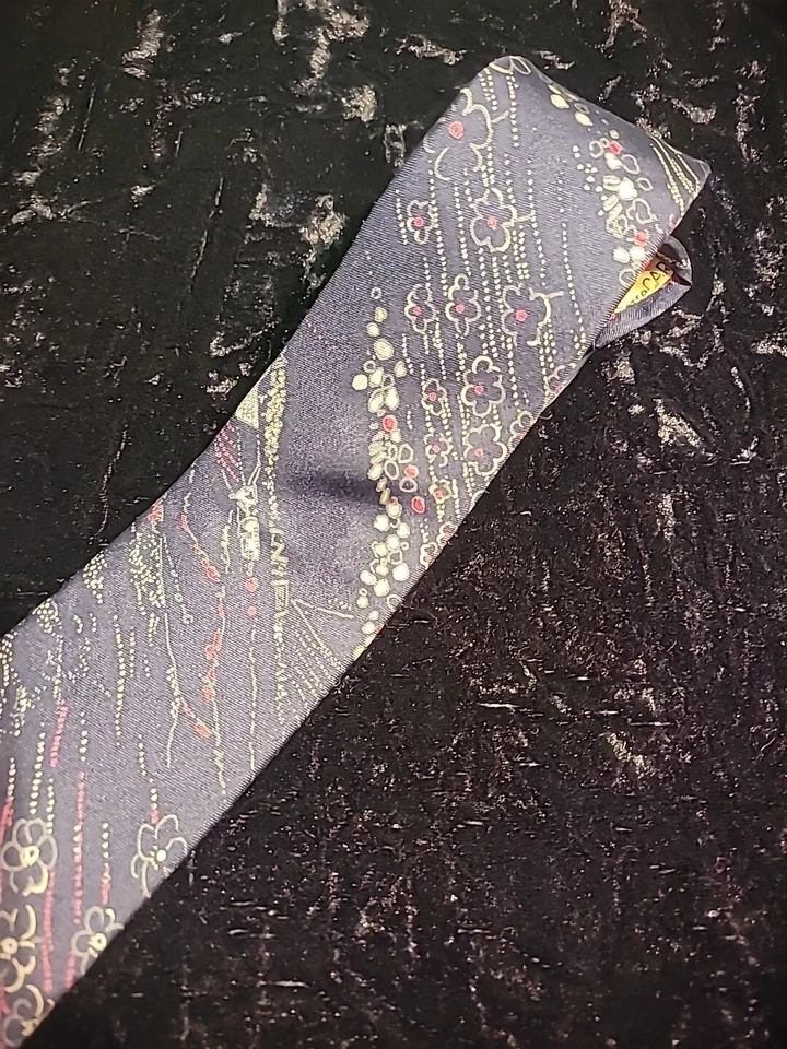 Pierre Cardin Mens Neck Tie Blue Red Floral Professional Suit - Image 3 of 4