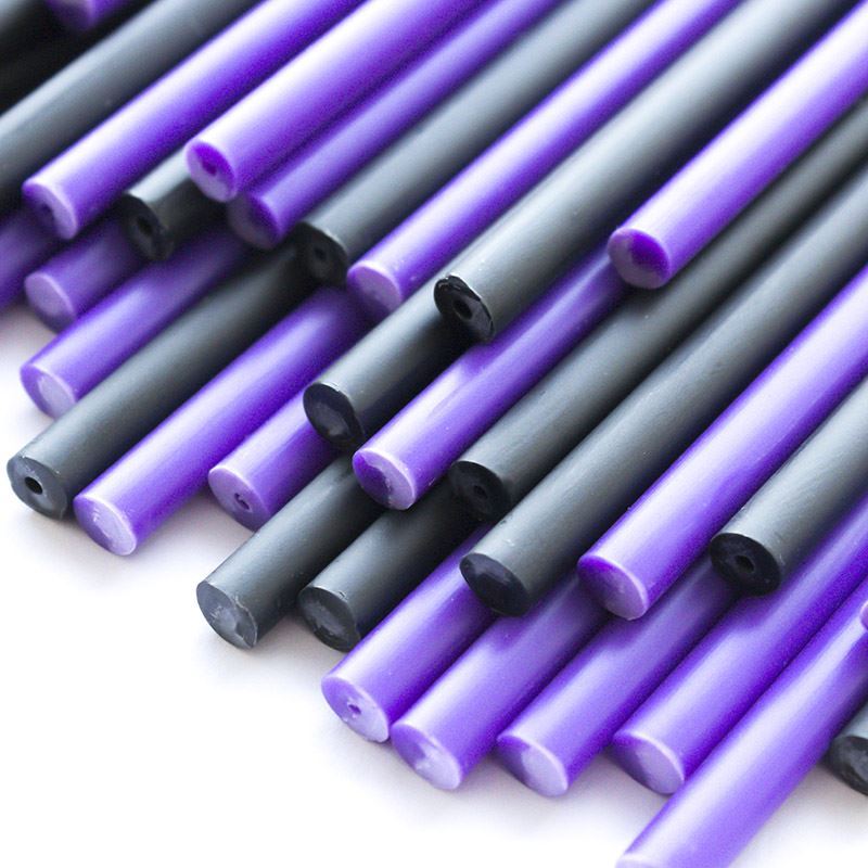 x50 Purple Potion Plastic Lollipop Sticks 114mm x 4mm Purple & Black Halloween