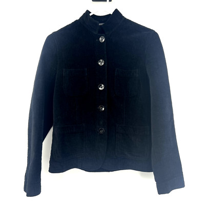 Bernadette Conte Black Velour Lightweight Button Front Jacket Womens 8