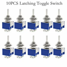 10pc  DPDT Mini Toggle Switch (ON)-(ON) Solder Lug Blue 125VAC new