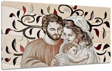 Quadro Moderno Capezzale Sacra Famiglia H Albero Arredo Casa Arte Stampa Tela