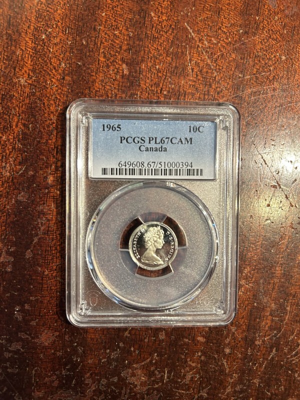 1965 Canada PL Silver Ten Cents  Dime Gem PCGS PL 67 Cam