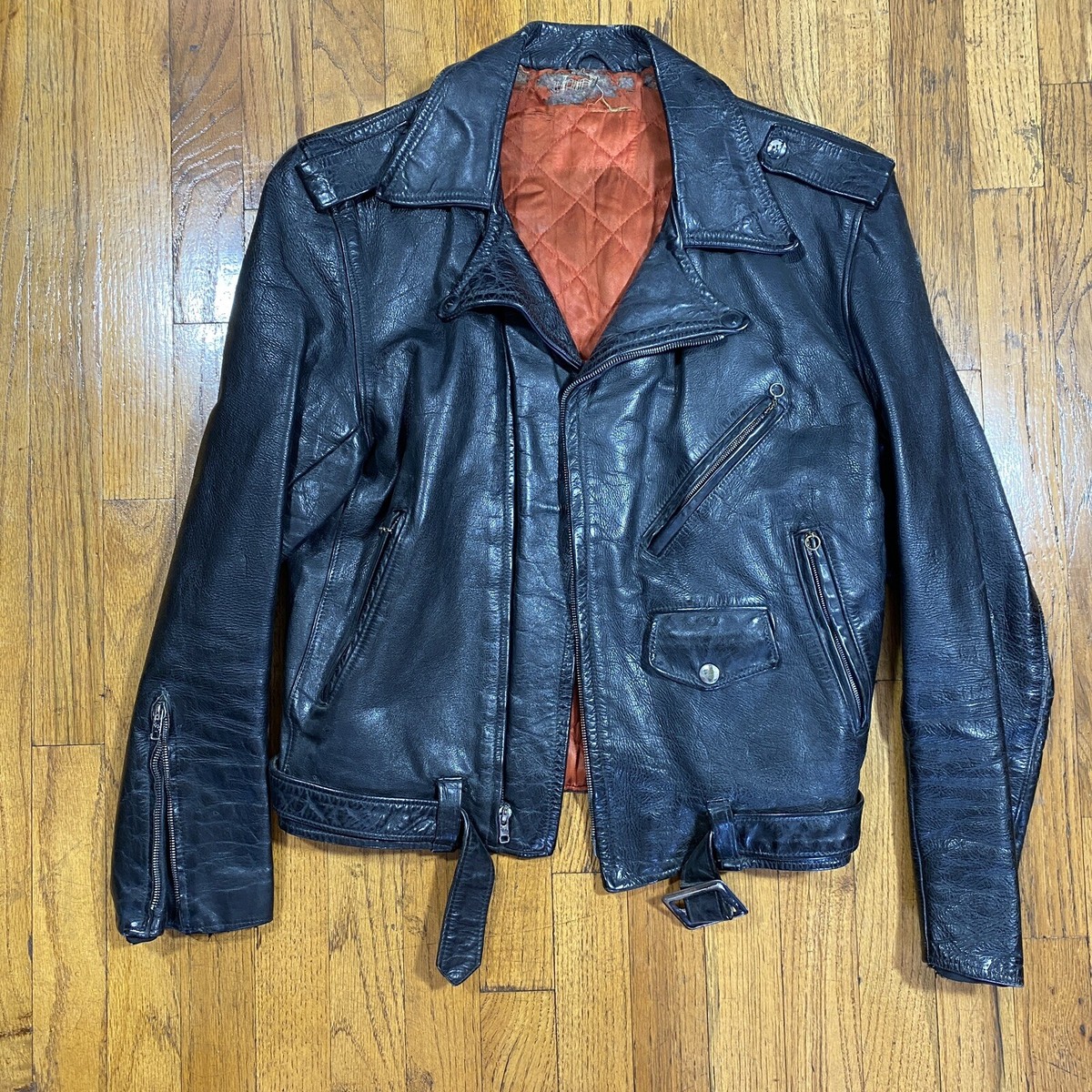 Vintage 50s 60s Leather Motorcycle Jacket Genuine Front