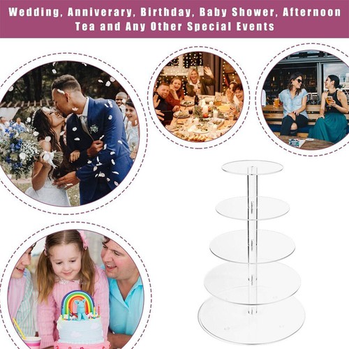 Clear Acrylic Round Cupcake Stand Display Wedding&Party 5 Tier Cup Cake Holder - Picture 7 of 10