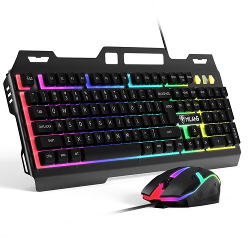Gaming Keyboard and Mouse Wired Colorful Glowing Mechanical Feel Backlit For PC - Picture 2 of 15