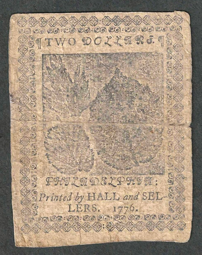 1776 $2 CONTINENTAL CURRENCY COLONIAL NOTE ~ CC-47 ~ BOLD SIGNATURES - Picture 2 of 2