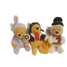 Lot of 3 Disney Store Winnie the Pooh Easter /Pilot /Snowman Bean Bag 8"