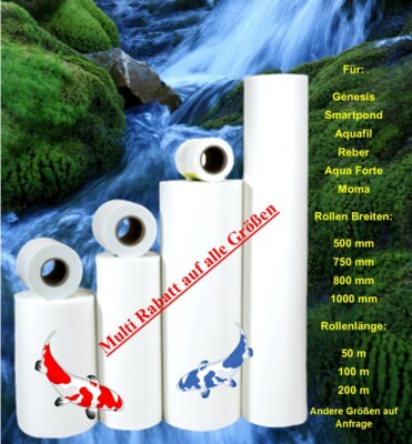 Koi Filtervlies PES 60gm² / Hydrophiles Filter Rolle für Genesis - Smartpond uva