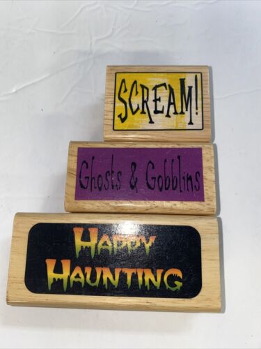 Craft Scrapbook Halloween Ghosts & Goblins Scream! Happy Haunting Rubber Stamps - Picture 1 of 2