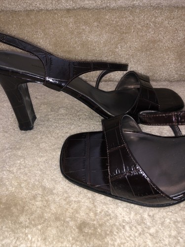 Valerie Steven High Heeled Sling back Sandals Sexy Brown Leather Size 9 NEW 🌺 - Picture 6 of 9