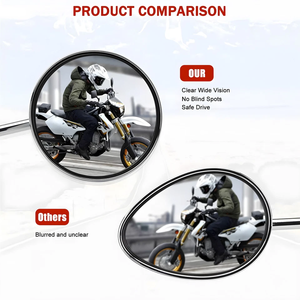 For Honda CB 200 250 350 400 500 550 650 Yamaha Rear View Mirrors Motorcycle US Foto 4 de 4