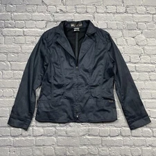 FDJ French Dressing Jeans Faux Suede Zip Blazer Jacket Size M Navy Lizard Print