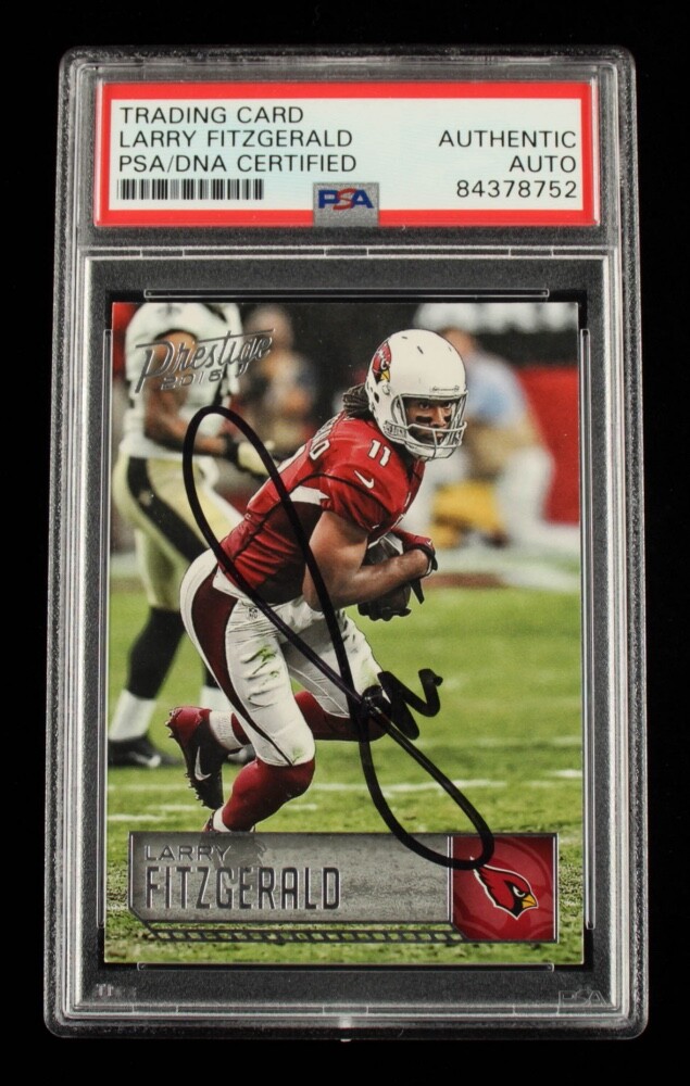 Larry Fitzgerald Autographed Signed 2016 Prestige #5 (PSA Encapsulated) - A 