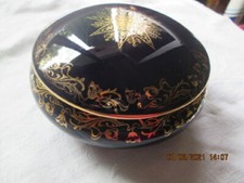 BOITE A BIJOUX EN PORCELAINE BLEU FOUR LIMOGES DECORE  PORCELAIN LIMOGES BOX