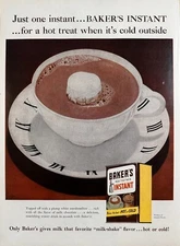 1956 Baker’s Instant Got Chocolate Illustrated Print Ad