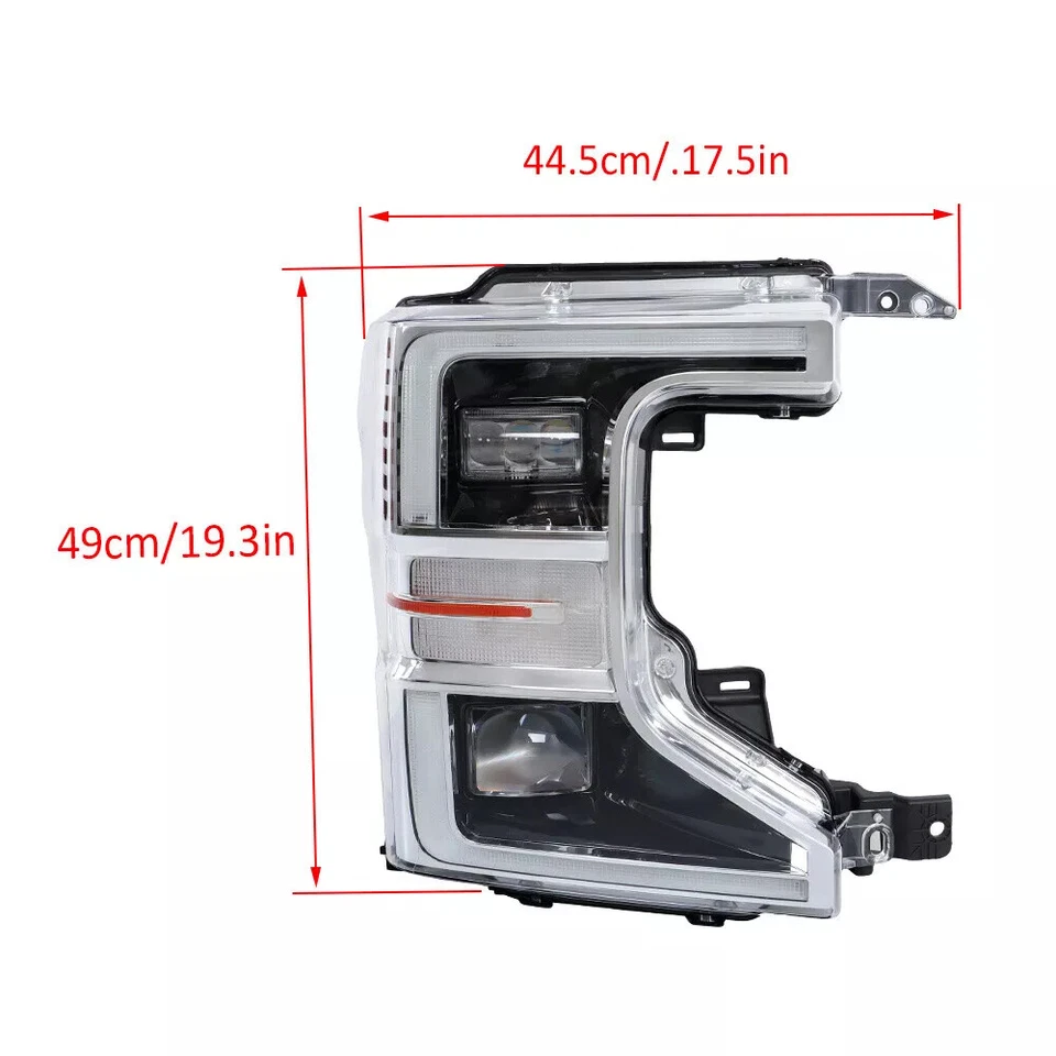 Full LED Headlight For 2020-2022 Ford F250 F350 Super Duty Chrome Trim Right Foto 4 de 4