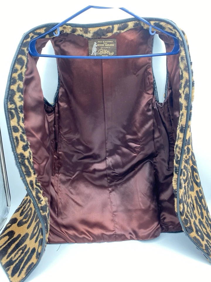 Biber Furs, Genuin Kangaroo Vest, Sidney AUS Leopard print VTG - Image 4 of 4