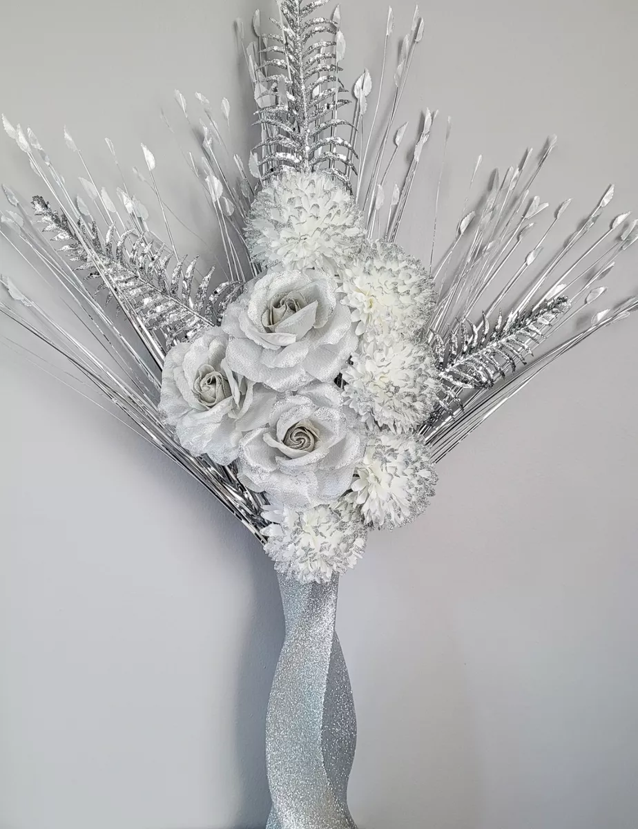 Silver sale artificial flowers