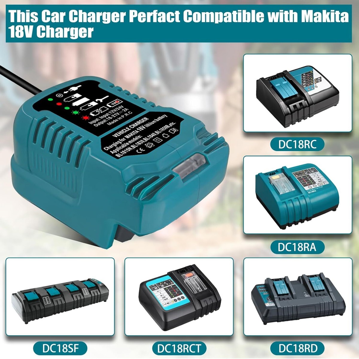 Car Charger for Makita 18V Battery Portable Car Charger Cigarette Lighter  Plug