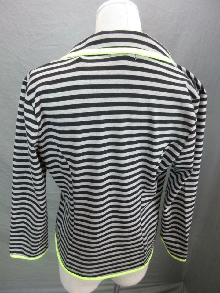 Olsenboye Size S Womens Gray Striped 3/4 Sleeve Collared One-Button Blazer T613 - Image 4 of 4