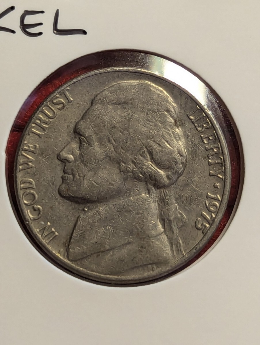 1975 Jefferson Nickel 5¢ No Mint Mark Strike Error Good Cond