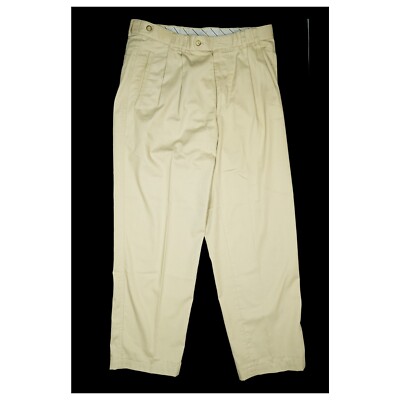 Allison Wingate Stoff Hose Chino bügelfrei Karotte fit 50 W33 L30 Beige Relaxed