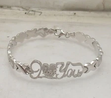 Hearts & Kisses I LOVE YOU Bracelet Anti-Tarnish Real 925 Sterling Silver