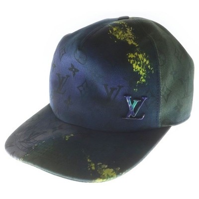 LOUIS VUITTON LV Logo Plate Monogram Tie-Dye Baseball Cap Navy Khaki Mütze MP...