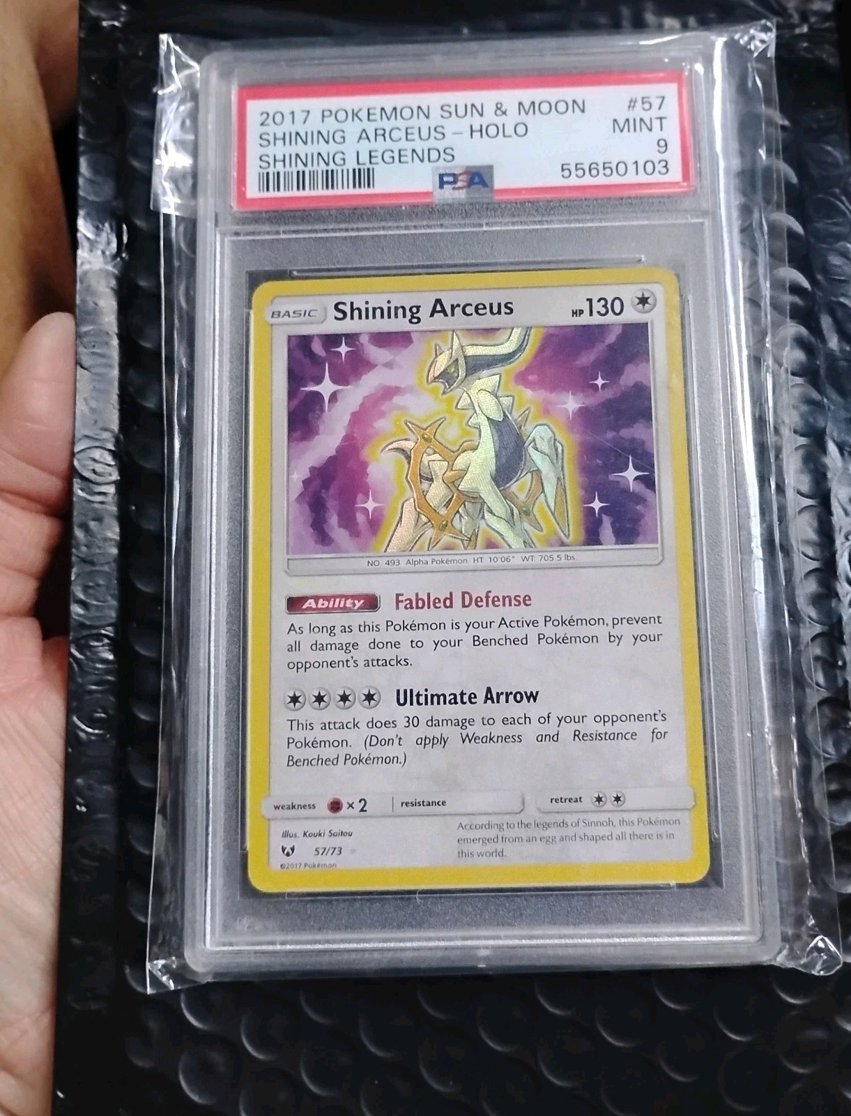 2017 Shining Arceus 57/73  PSA MINT 9 Sun & Moon Shining Legends POKEMON TCG