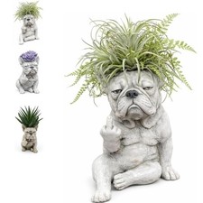 Funny French Bulldog Planter Pot Home Garden Decor Statues Figurines Onaments