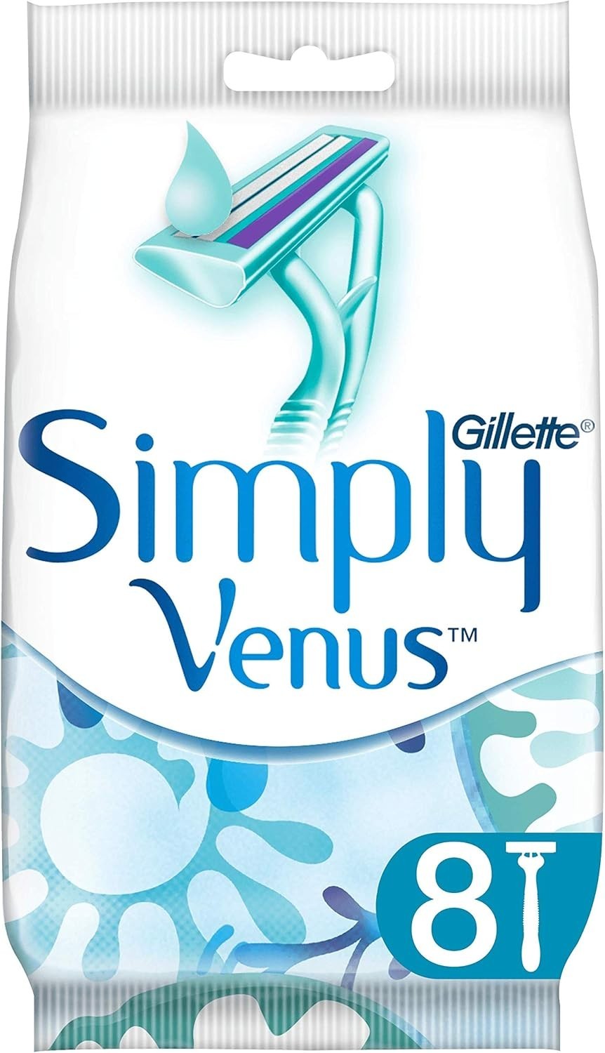 Gillette Simply Venus twin blade Women's Disposable Razors (8 Razors)
