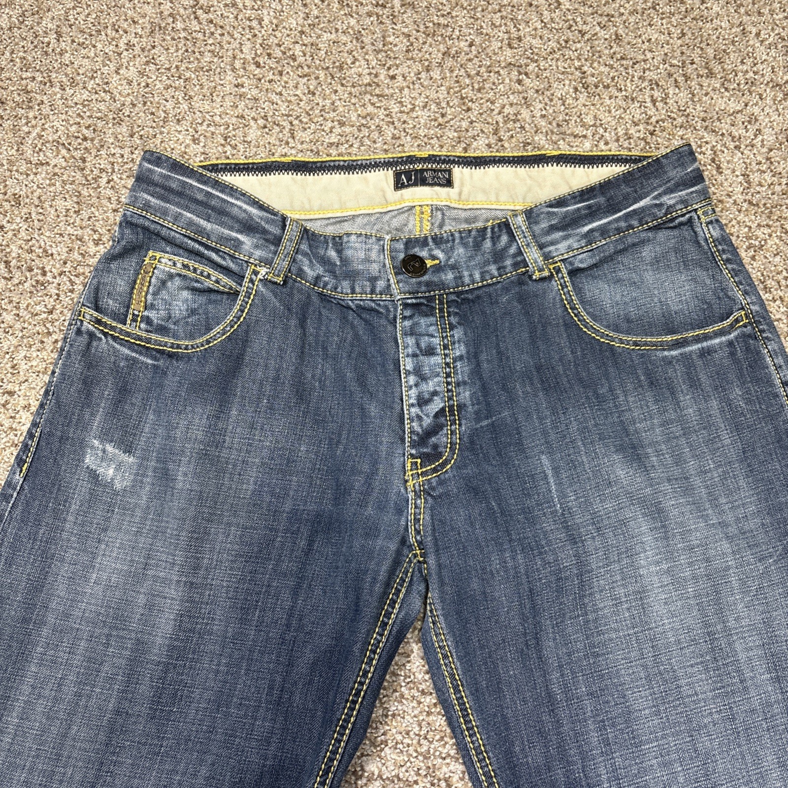 A J ARMANI Jeans Indigo 007 Series Straight Leg Jeans 34 X 27 - View 2
